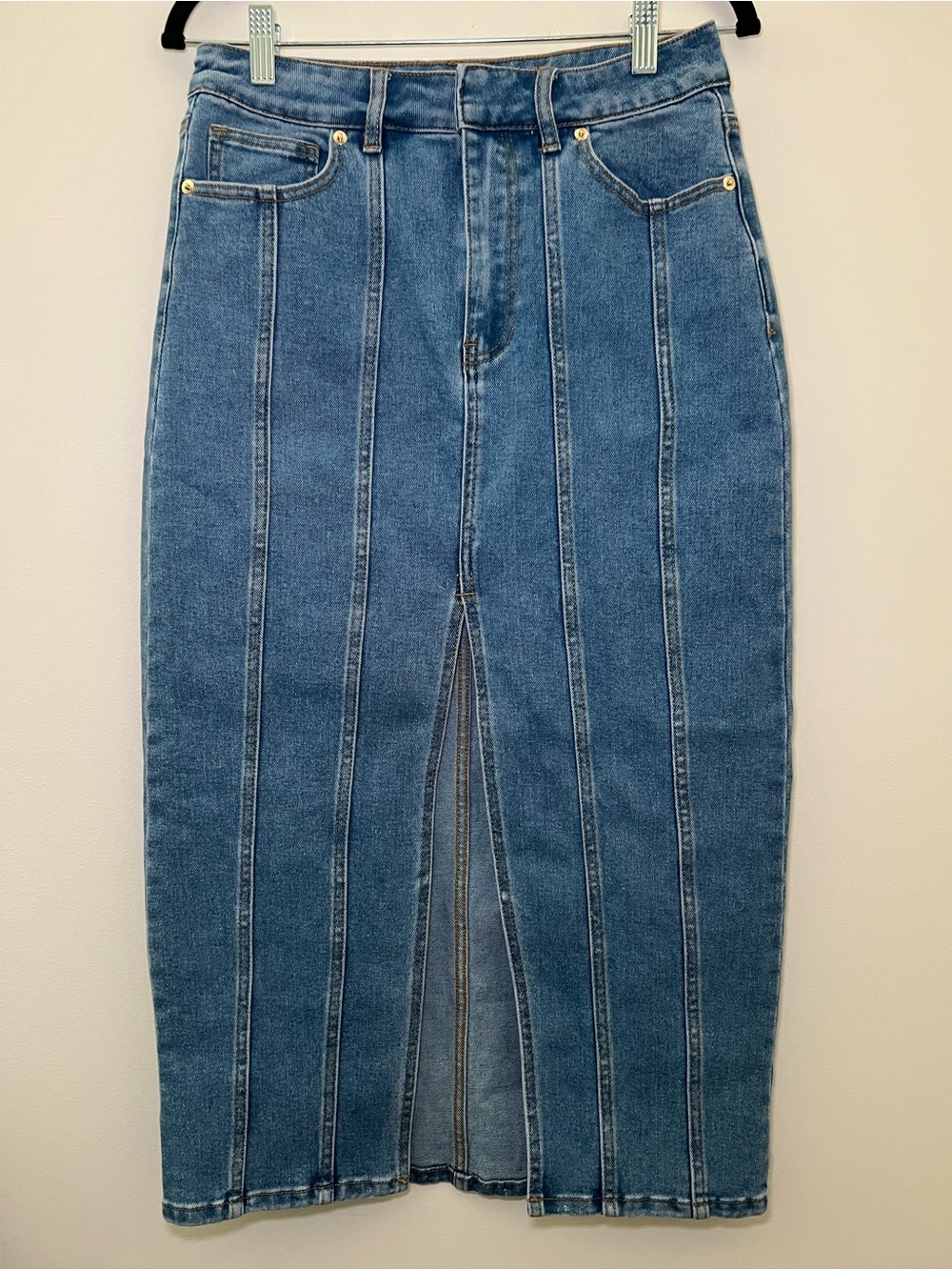 House of Harlow 1960 NEW Denim Skirt with Front Slit